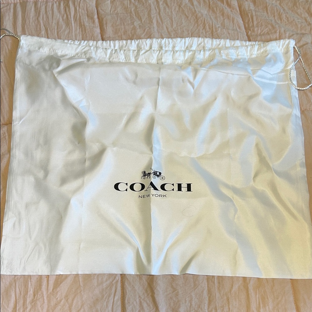 Coach White Drawstring Logo Dust Bag